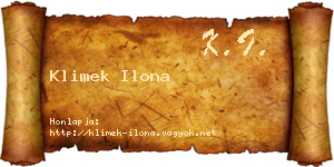 Klimek Ilona névjegykártya